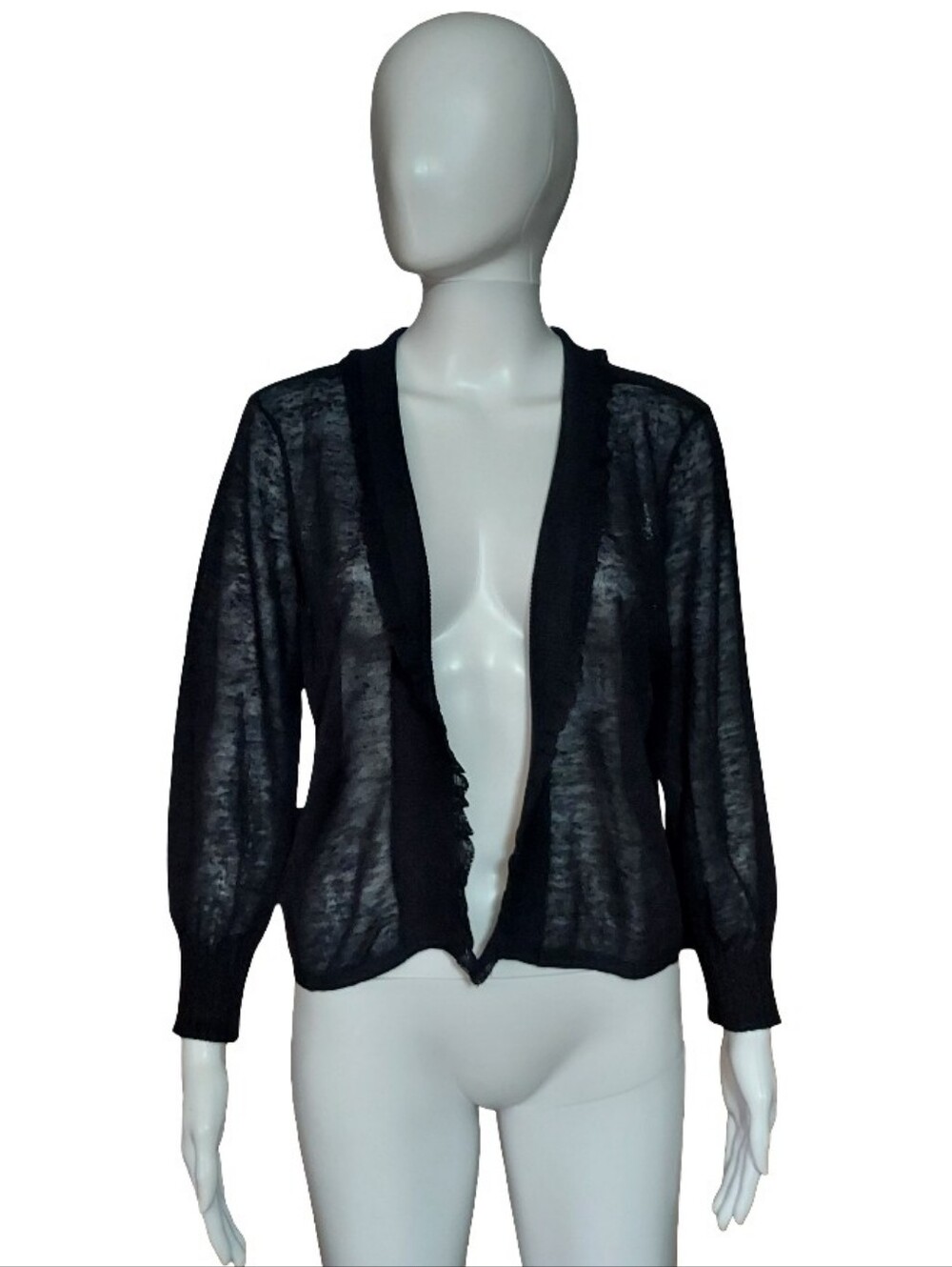 Nic + Zoe Semi Sheer Open Bolero Cardigan In Black